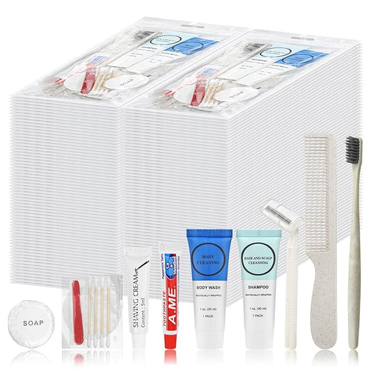 Toiletry Kits Homeless Personal Hygiene Care Package Kits Supplies In Bulk, Disposable Travel Size Essential Women Men Toiletries Set for Hotel,Charity,Camping,Travel (7.1 Inch, 100, Count)