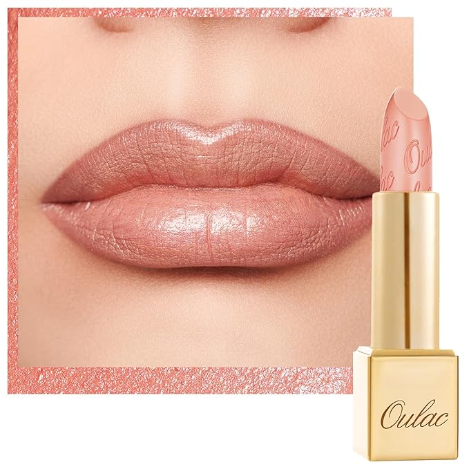 Oulac Coral Pink Matte Lipstick with Glow Metallic Finish - Vegan Lipstick for Women, Creamy Texture, Hydrating Clean Beauty Formula, High-End Magnetic Hook Design, GM09 Elysium