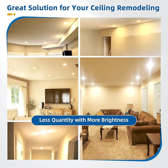 12 Pack Recessed Lighting 4 inch, 3000K Ultra-Thin LED Canless Recessed Lighting, Retrofit Dimmable Recessed Lights, 1200LM 12W=150W Wafer Lights - ETL & Energy Star Certified