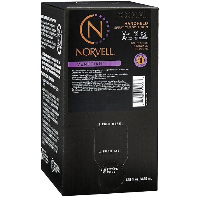 Norvell Premium Spray Tan Solution Venetian Gallon 128 fl oz – Professional Sunless Tanning Formula for Natural Bronze Glow, Streak Free, Fast Drying, Long Lasting Color