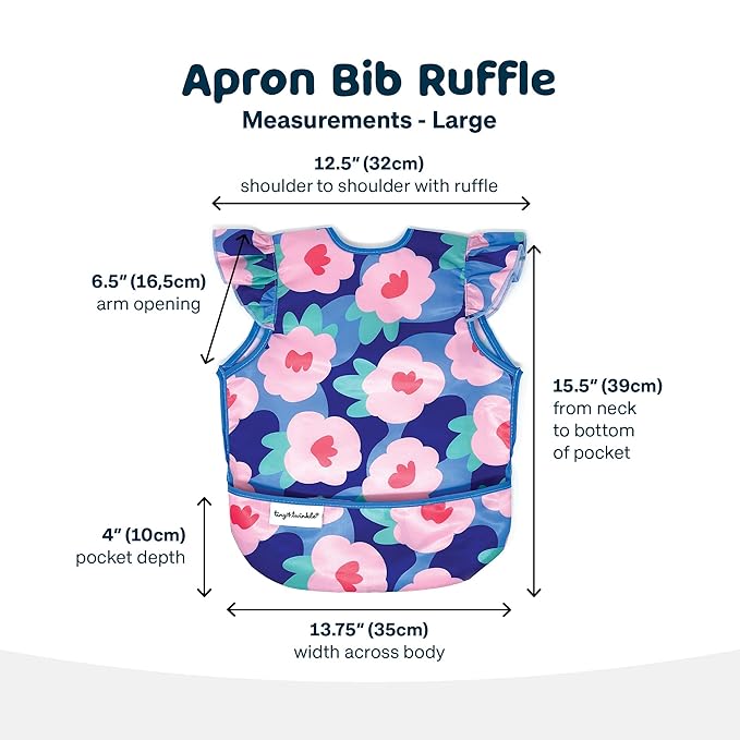 Tiny Twinkle Mess Proof Baby Bib for Girls | Waterproof Toddler Bib for Eating | Baby Apron for Feeding | Machine Washable | Perfect Shower Gift (Floral Blue, 2-4Y)