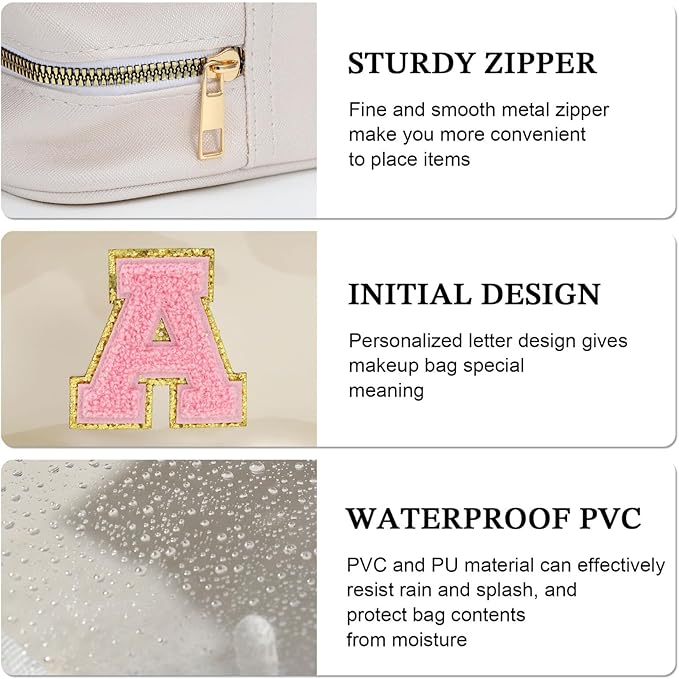 YOOLIFE Travel Clear Makeup Bag, Waterproof Toiletry Bags for Women, Cosmetic Bag, Preppy Stuff, Birthday Gifts for Women, Personalized White Mother Girlfriend Wife Gifts