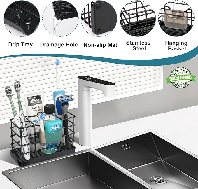 Chintu Toothbrush Holders for Bathrooms, Kids Electric Tooth Brush Holder and Toothpaste Holder for Bathroom Accessories Organizer with Tray, Multi-Slots (Large)