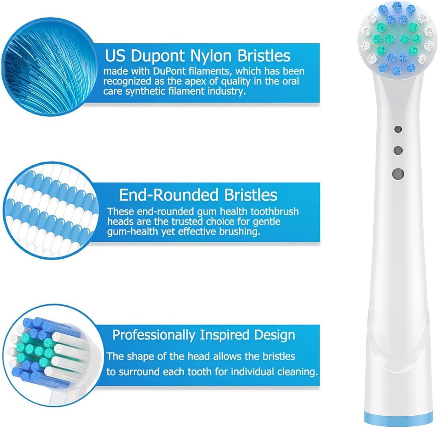 Replacement Brush Heads for Oral B Compatible Electric Toothbrush Heads, Including 4 Precision, 4 Floss, 4 Cross and 4 Whitening - 16 Variety Pack