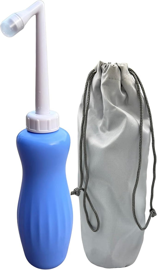 Upgraded Portable Bidet Bottle 16.9oz (500ml) with Carry Bag – Handheld Travel Bidet / Peri Bottle with Retractable Nozzle & Quick Air Valve – Postpartum, Camping, Toilet, Toddler Hygiene