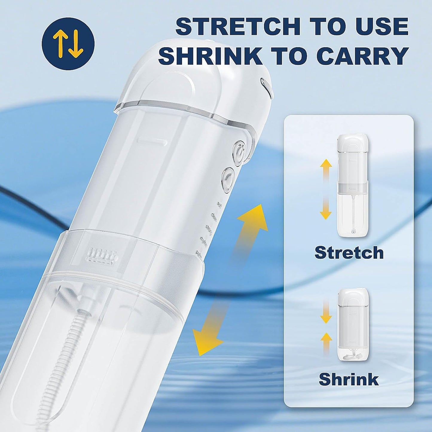 Mini Cordless Water Flosser for Travel, Portable Electric Dental Oral Irrigator for Smile Teeth Braces with 5 Cleaning Modes Rechargeable, Includes 4 Jet Tips & Storage Bag