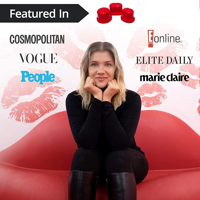 Lip Plumper Tool - Small Oval with Bonus Medium Oval Enlarger - Self Suction Plumping Device For Fuller Lips - Plump in Seconds - Natural Instant Lip Enhancement Kit - Red Plastic Plumpers