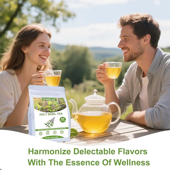 TEARELAE - Holy Basil Tea Bags - 60 Count - 100% Pure Natural Holy Basil Leaves - Aid in Digestion, Boost Immune System - Non-GMO - Caffeine-Free