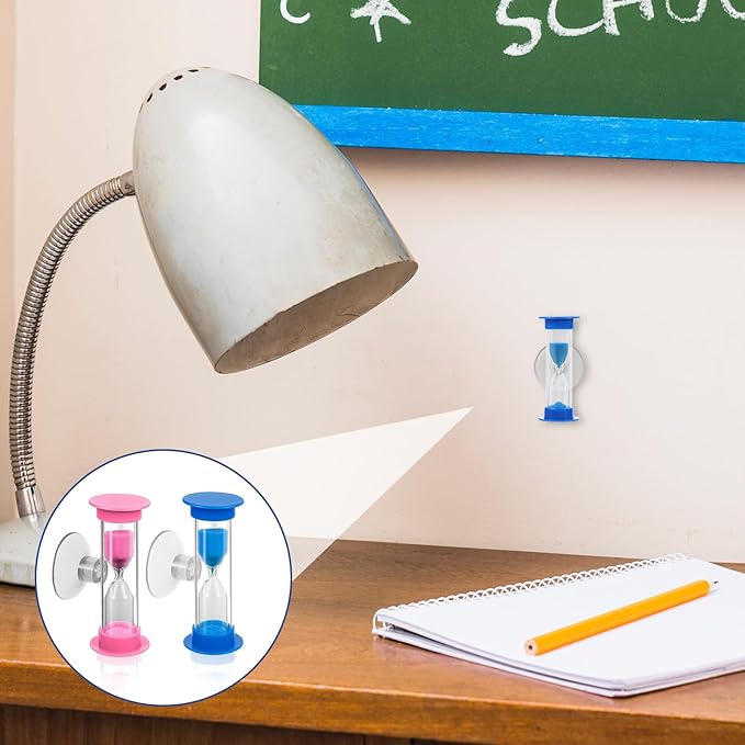 Hourglass Timer with Suction Cup, Toothbrush Timer Mini Plastic Sandglass Sand Clock Timers for Kids Toothbrush, Games, Classes, Cooking (Pack of 2)