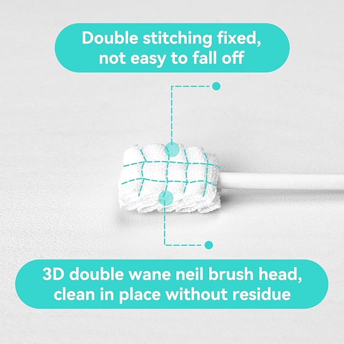 Baby Tongue Cleaner Toothbrush 30Pcs Disposable Infant Tooth Brush Clean Baby Mouth with 2Pcs Finger Toothbrush Oral Cleaning Stick Gauze Cleaner Stick Dental (Beige, 32 Piece Assortment)