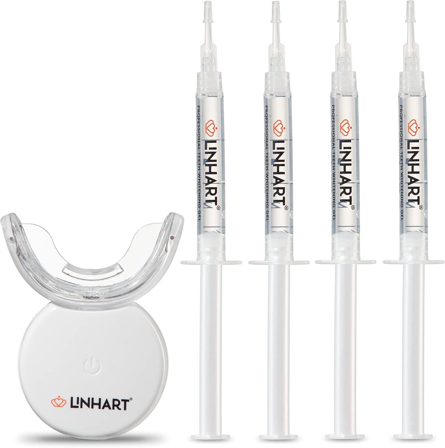 LINHART Teeth Whitening Kit with LED Light - Tooth Whitener Gel, Dental Whitening Gel Syringes with 35% Carbamide Peroxide and 16-Led Whitening Light - No Sensitivity, Whitens Teeth