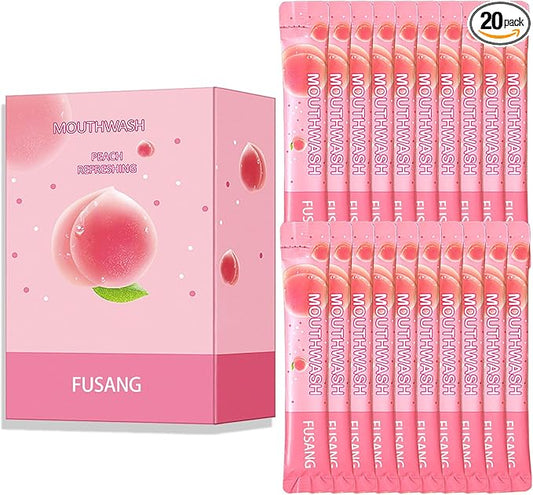Travel Size Mouthwash 20 Pack,Peach Flavored Mini Mouthwash Travel Size for Fresh Breath,Individual Packaged Hotels Portable Travel Size Toiletries Products