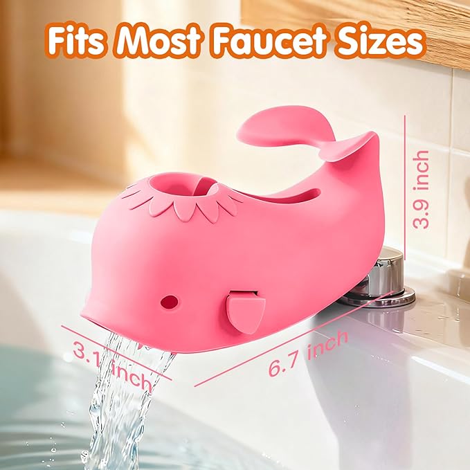 Skyroku Toddler Faucet Extender & Blue Bathtub Spout Cover, Sink Extender with Temperature Sensor for Bathroom Sinks, Kitchen, Bathtubs, Bundle and Save! (BrownPink)