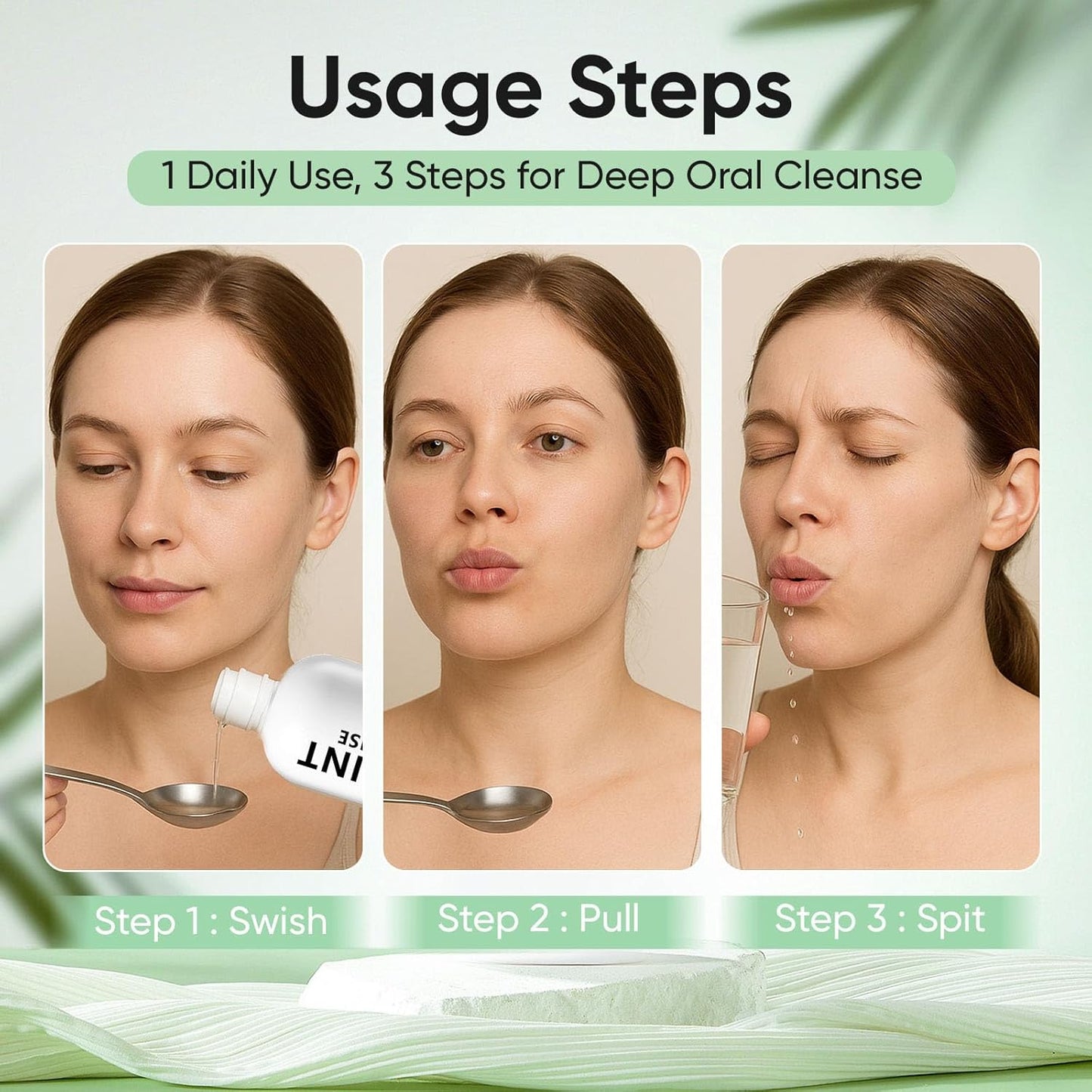 Spearmint Oil Pulling Rinse, Cold-Pressed Coconut Mouthwash for Teeth Whitening, Peppermint Oil for Teeth and Gums (1)