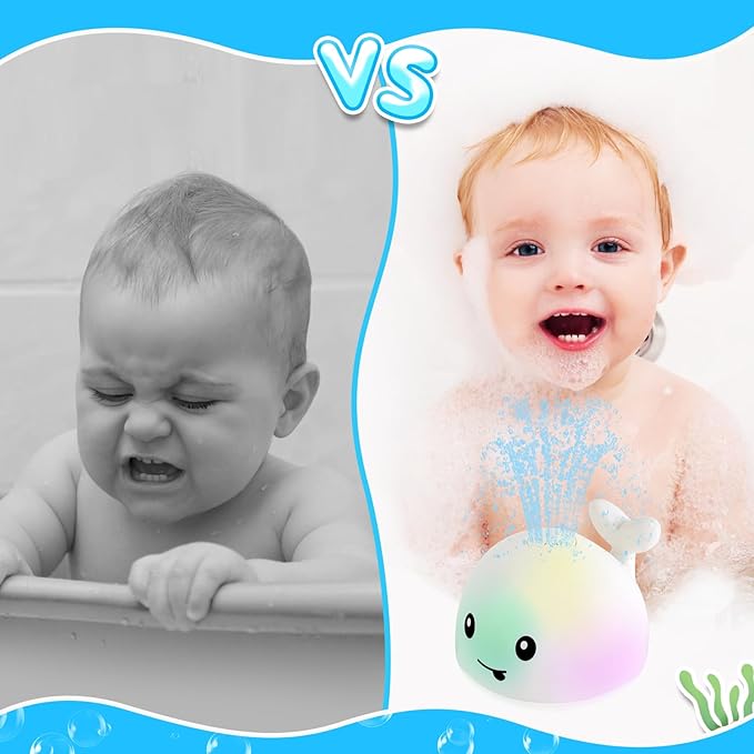 Baby Bath Toys, Toddler Bath Toys for Kids Ages 1-3, Light Up Whale Bath Toy Sprinkler Infant Baby Toys 6-12-18 Month Bathtub Fountain Toy, Toddler Christmas Stocking Stuffers 1 2 3 Year Boy Girl Gift