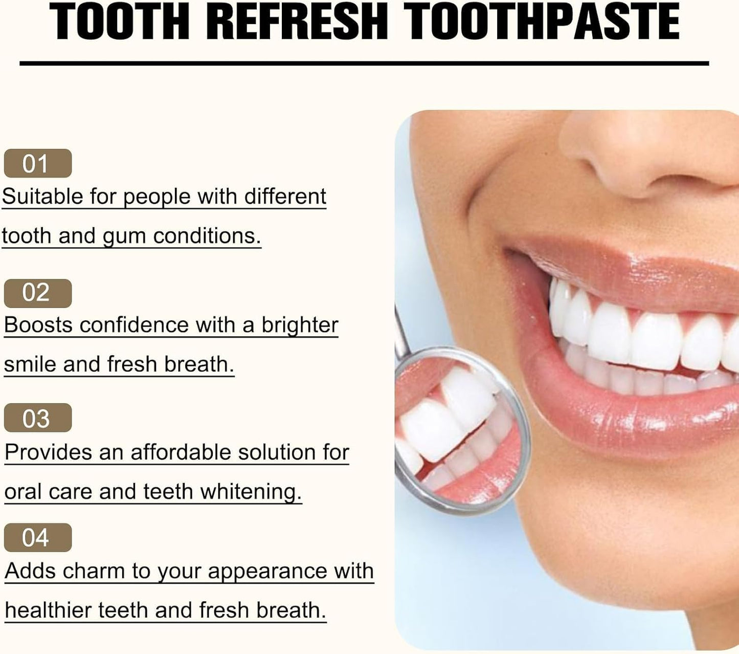 2Pcs Tooth Refresh Toothpaste, Fresh Breath Toothpaste, Natural Oral Care & Enamel Repair, Helps Remove Coffee, Tea & Wine Stain, Deep Cleaning Care