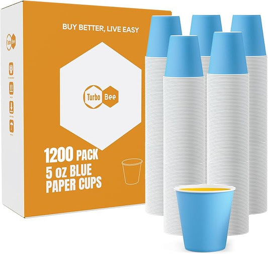Turbo Bee 1200 Pack 5oz Disposable Paper Cups Bulk - Cold Beverage Water Cups for Parties, Offices, Events, Snacks and Mouthwash Use