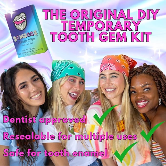 Gemzeez Original DIY Tooth Gemz Starter Kit – Temporary Cosmetic Crystal Gems for a Sparkling Smile – Easy At-Home Application