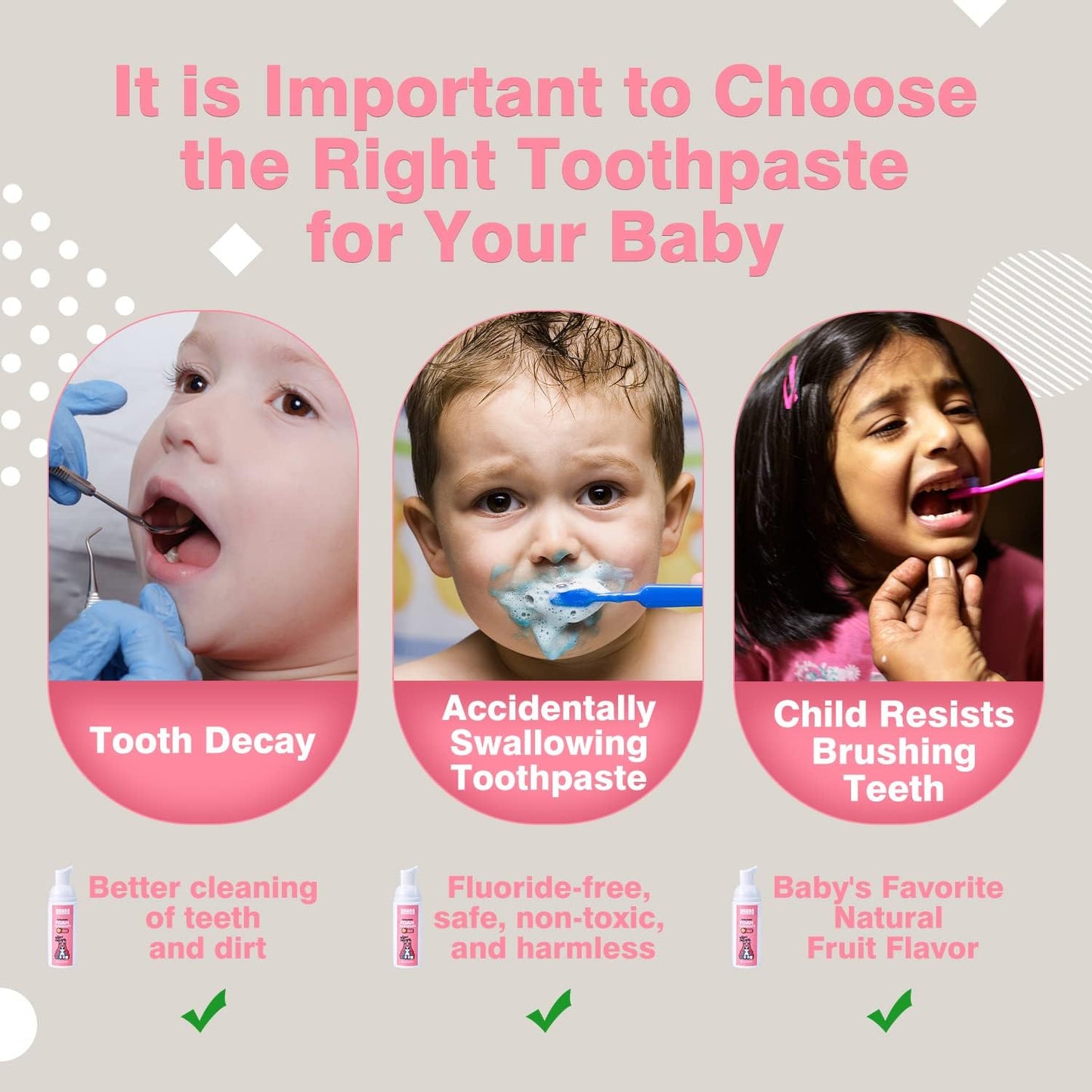 NOHOO Fluoride Free Foam Toothpaste Kids Peach Flavour,Natural Training Toothpaste for Baby Toddler Children Oral Cleaning and Cavity Protection(2 Pack)