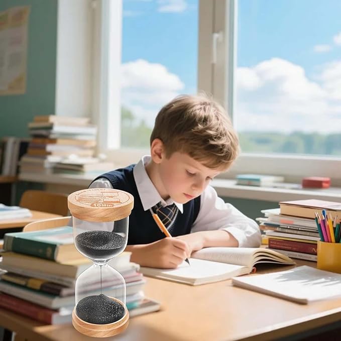 2 Minute Sand Timer, Wooden Hourglass Sand Clock, Small Wood Black 2 Min Hour Glass, Two Minutes Sandglass for Brushing Teeth, Reloj De Arena, Classroom, Game, Kitchen, Home, Office