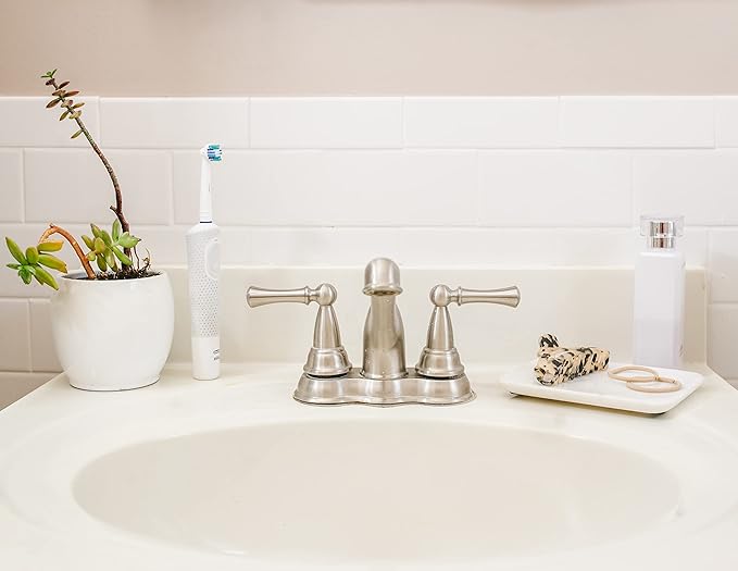 Beau Brummell Solid White Marble Decorative Jewelry & Accessory Tray for Bathroom, Kitchen, Vanity, Dresser, Nightstand or Desk | Hand Crafted from 100% Real Solid White Marble | 6.5"x4.5"x 0.5"