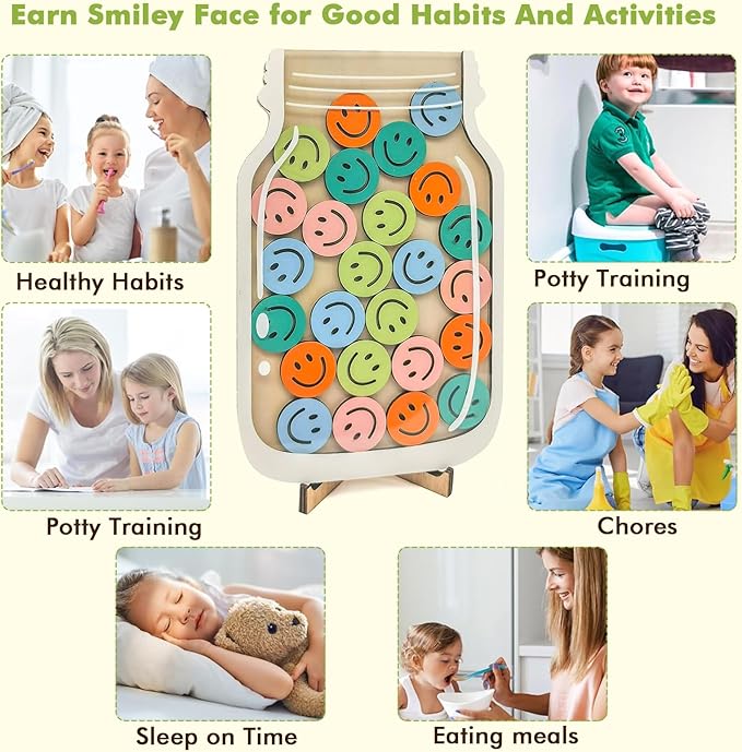 Reward Jar for Kids 25 Tokens Smiley Face Class Reward Jar Compliment Jar for Classroom Home Back to School Gifts for Students