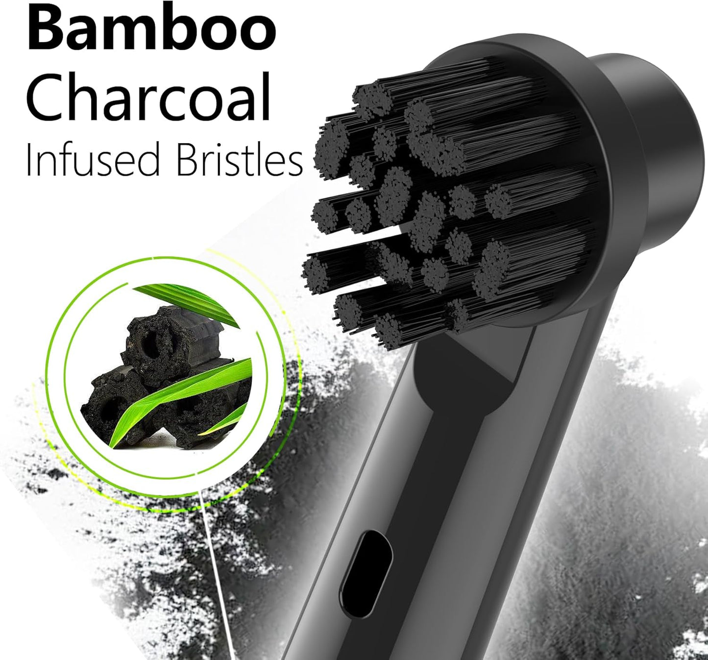 Replacement Brush Heads Compatible with Oral B Electric Toothbrushes, 8 Count, Black, Bamboo Charcoal Infused Bristles Fit for Pro Series 100 500 1000 1500 2000 2500 3000