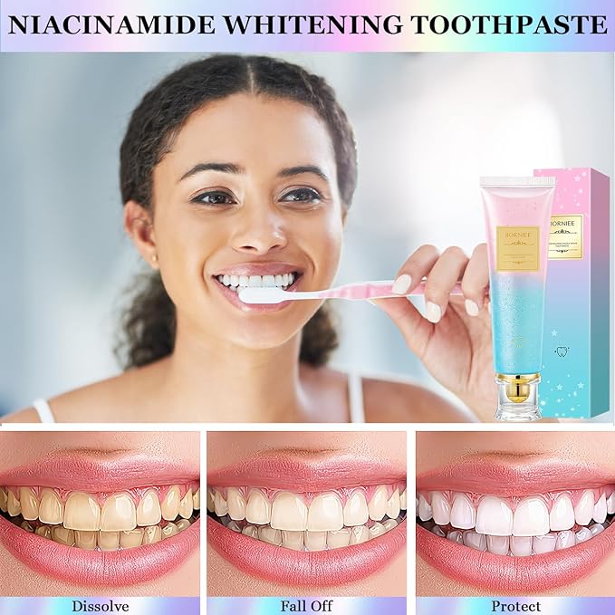 2PCS Niacinamide Toothpaste, Niacinamide Whitening Toothpaste, Niacinamides Intensive Whitening Toothpastes, Fresh Breath, Remove Tooth Stains
