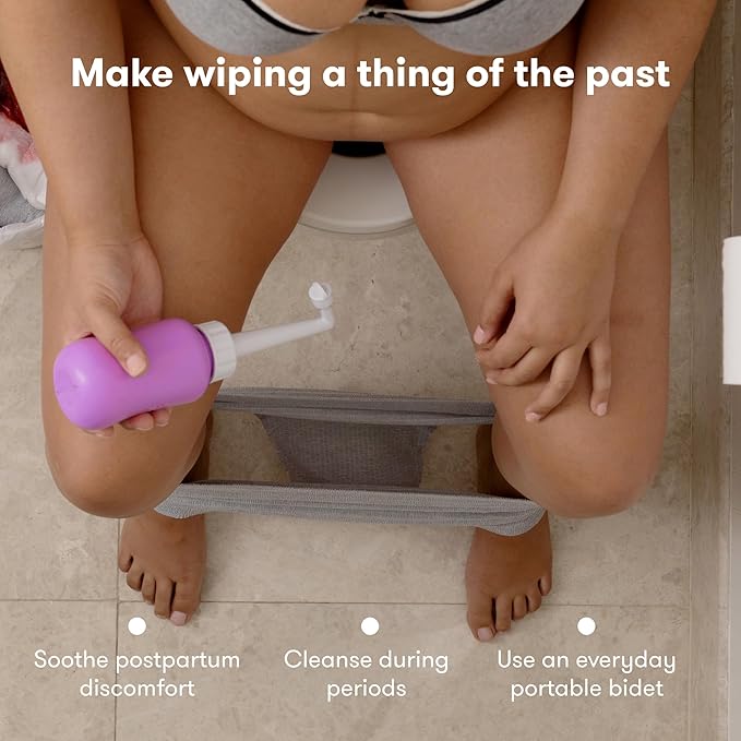Frida Mom Upside Down Peri Bottle for Postpartum Care, Portable Bidet Perineal Cleansing and Recovery for New Mom, The Original Fridababy MomWasher