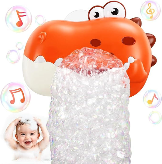 Baby Bath Toys, Rechargeable Dinosaur Bath Bubble Machine with Music, Bathtime Bathtub Toys for Toddlers Christmas Birthday Gifts, Bubble Maker Toys for Kids Ages 1-3 4-8 Baby Gifts (Red)