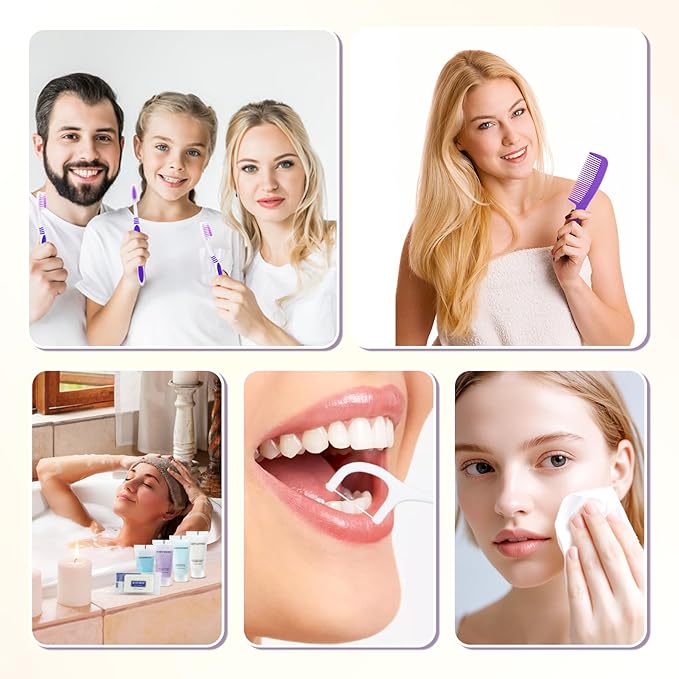 Pack of 5 Basic Toiletry Kits, Individually Packed, Personal Hygiene Kit Bulk Homeless Care Package Supplies, Travel Size Convenience Kits Suitable For Hotel, Home, Camping, Travel