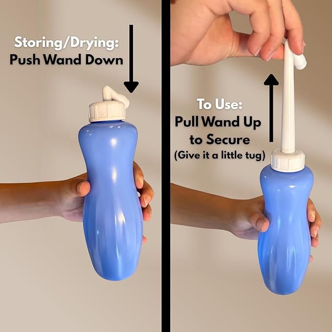 Upgraded Portable Bidet Bottle 16.9oz (500ml) with Carry Bag – Handheld Travel Bidet / Peri Bottle with Retractable Nozzle & Quick Air Valve – Postpartum, Camping, Toilet, Toddler Hygiene