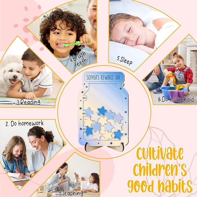 Custom Reward Jars for Kids - Magnetic Reward Jar for Classroom Behavior – Incentive Jar with Stars for Teachers & Kids – Class Rewards Chart, Potty Training, Behavior Management Tool, TT10