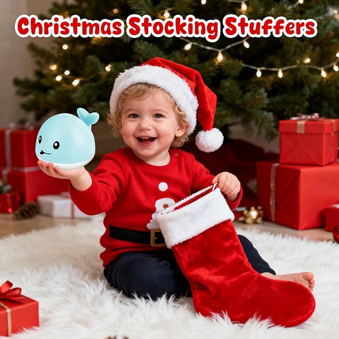 Gigilli Baby Bath Toys, Bath Toys for Kids Ages 1-3, 1 Year Old Girl Gifts Christmas Stocking Stuffers for Babies 6-12-18 Months, Light Up Whale Bath Toy Sprinkler Toddler Birthday Bathtub Water Toy