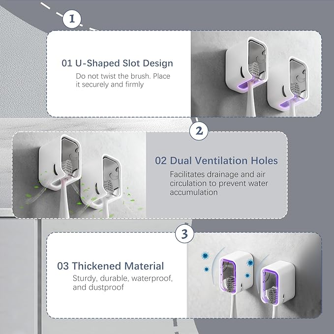 4 Pack Mini Toothbrush Holder Wall Mounted with Cover, Single Slot Toothbrush Storage Organizer for Shower, Compact Toothbrush Holders for Bathroom & Travel, Ideal for Girls and Boys
