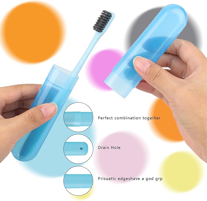 32 Pcs Toothbrush Travel Case, Portable Travel Toothbrush Holder 7 Colors Transparent Frosted Plastic Toothbrush Protector Cover, Classroom Pencil Case for Traveling, Camping, Home, School, Business