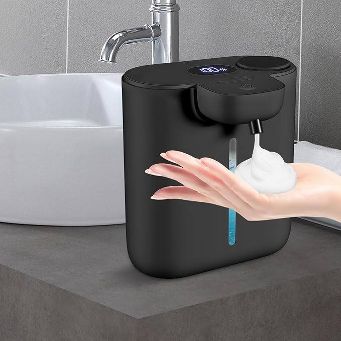 Automatic Foaming Soap Dispenser,Touchless Soap Dispenser,16.9oz/500ml Rechargeable Wall Mounted Smart Dispenser for Bathroom Kitchen,Easy for Toddlers(Black)