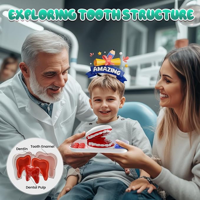 Toy Doctor Kit for Toddlers, Kids Dentist Play Set with Dentist Chair, Doll Toy, Stethoscope, Large Carrying Storage Bag, Dental Accessories, Pretend Doctor Play Medical Gift for Boys Girls(Green)