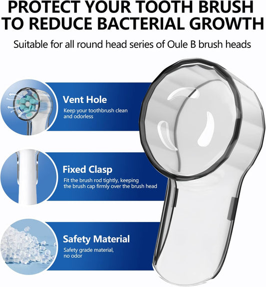 Toothbrush Head Covers for iO Toothbrush Heads,Toothbrush Caps Suitable for Electric Toothbrush Head, iO Brush Head Covers for Travel&Home (4 Pcs, Transparent)