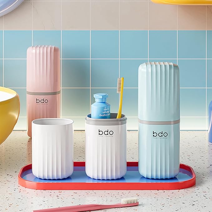 Toothbrush Travel Case Portable Toothbrush Holders with Cover Leakproof Toothbrush & Toothpaste Holder for Traveling School Camping Business Trip Bathroom