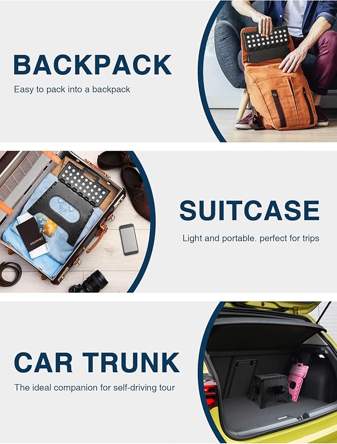 Dyforce Folding Step Stool 11", Durable Kids Step Stool, Heavy Duty Step Stools for Adults, Compact Foot Stools, Light-Weight Toddler Step Stools for Kitchen, Bathroom, Holds Up to 300 lbs (Black)