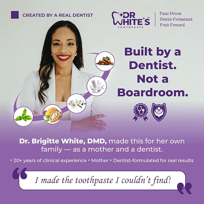 Dr. White’s Fluoride-Free nHA Toothpaste; Dentist-Formulated, Nano Hydroxyapatite + Xylitol, Sensitivity Relief Complex™, Mint-Free, Enamel Safe, Swallow-Safe (3.5 Oz, Passion Fruit Kiss)