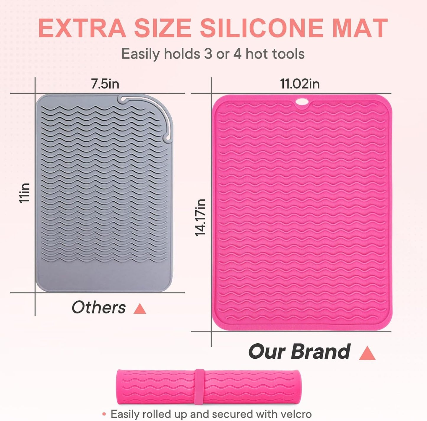 Oversize Silicone Heat Resistant Mat, Portable Travel Mat Cover for Curling Irons, Flat Irons, Hair Straightener and Hot Hair Styling Tools(14.2" x 11")