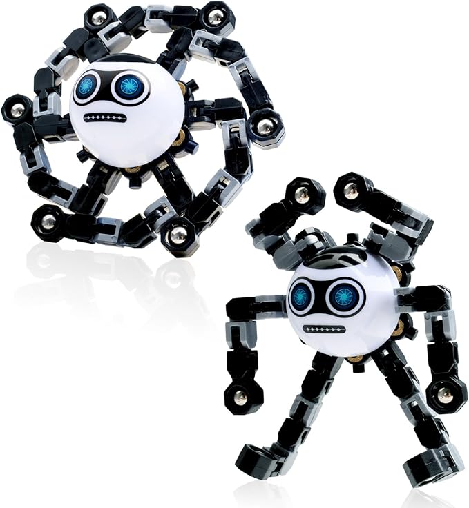 2 PCS Transformable Fidget Spinners Toys for Kids and Adults Stress Relief Sensory Toy for Teens Boys Autism Cool Fingertip Gyros Boy Girl Travel Party Favors Birthdays Gifts Stocking Stuffer
