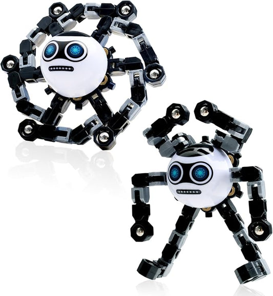 2 PCS Transformable Fidget Spinners Toys for Kids and Adults Stress Relief Sensory Toy for Teens Boys Autism Cool Fingertip Gyros Boy Girl Travel Party Favors Birthdays Gifts Stocking Stuffer