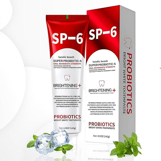 SP 6 Toothpaste for Teeth Brightening & Fresh Breath, 6 Probiotics Formula for Gum Health, Fluoride-Free, Mint Fresh Flavor, 4.9 oz (1, Mint)