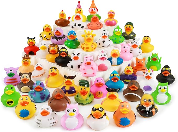 XY-WQ Rubber Duck 30 Pack for Jeeps Bath Toy Assortment - 2.3 Inch Bulk Floater Duck for Kids - Baby Showers Accessories - Party Favors, Birthdays, Bath Time, and More (30 Varieties)
