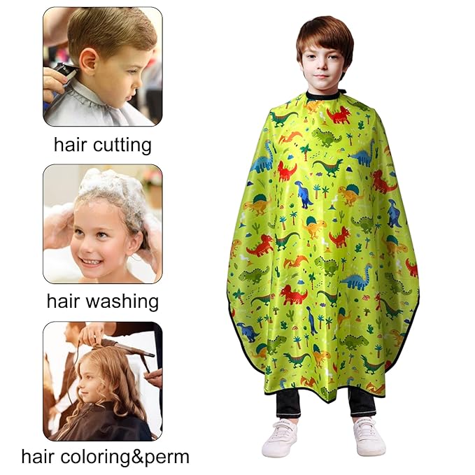 Kids Waterproof Salon Shampoo Capes - 39" 51" (Yellow Dinosaur)