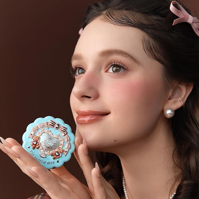 Flower Knows The Sweetie Bear Collection Silk Satin Blush,Seamless Soft Blendable Pressed Powder Pink Blush,Highly Pigmented & Long Lasting Natural Finish,0.18 Oz(05 Bear Biscuit)