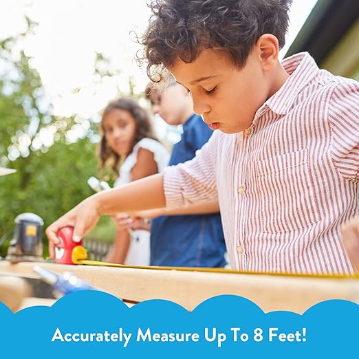 Handy Famm 8ft Red Bird Tape Measure for Kids – STEM Educational Tool with Level, Protractor, Retractable Design - DIY Construction Toy, Child-Safe Measuring Tapes, Gift for Boys & Girls 3+